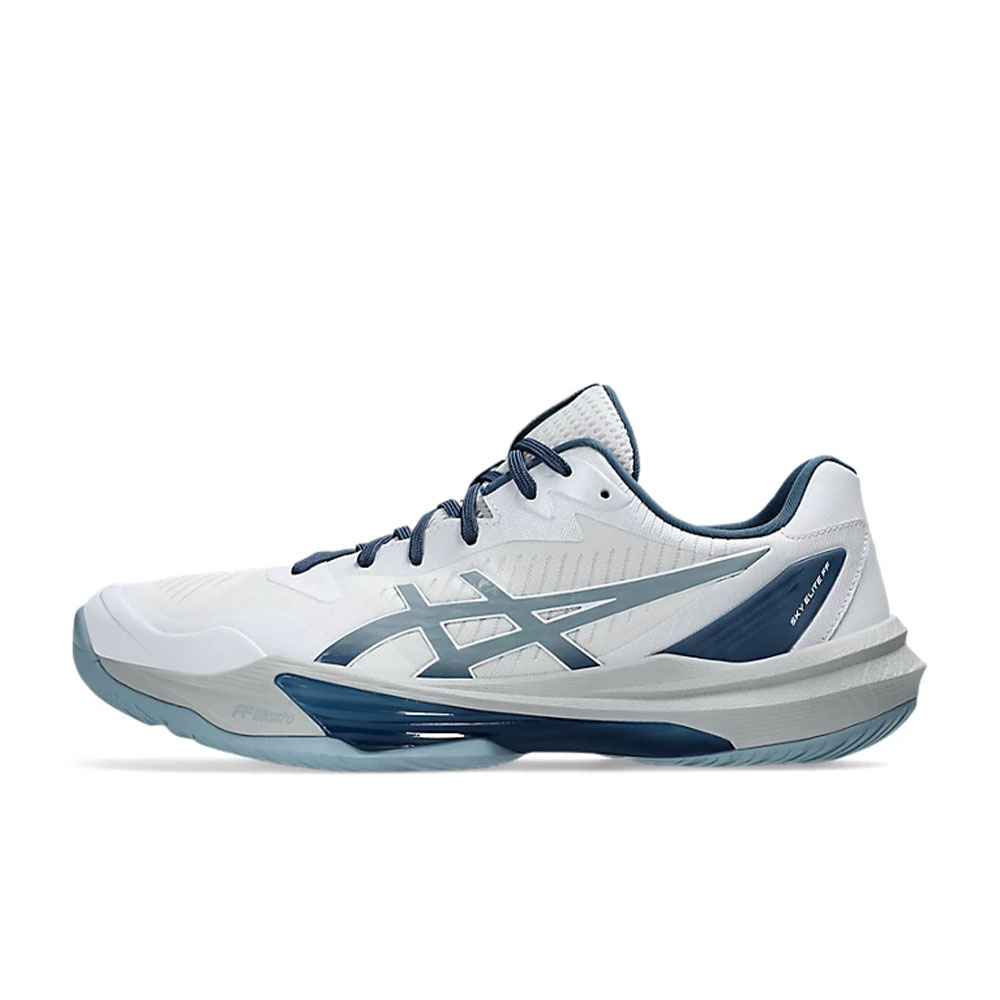 کتونی والیبال Asics Sky Elite 3 Paris Low رنگ سفید طوسی سرمه ای آبی