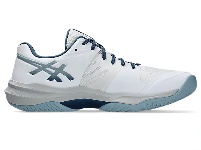 کتونی والیبال Asics Sky Elite 3 Paris Low رنگ سفید طوسی سرمه ای آبی