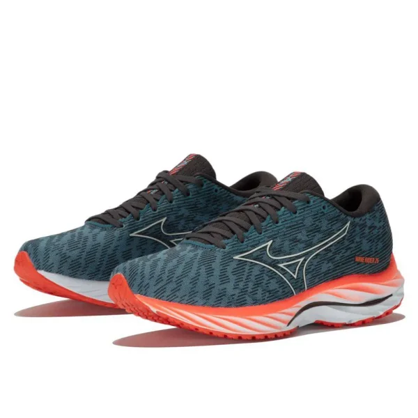 کتونی رانینگ و پیاده روی Mizuno Wave Rider 26 میزانو ویو رایدر 26 رنگ آبی نارنجی